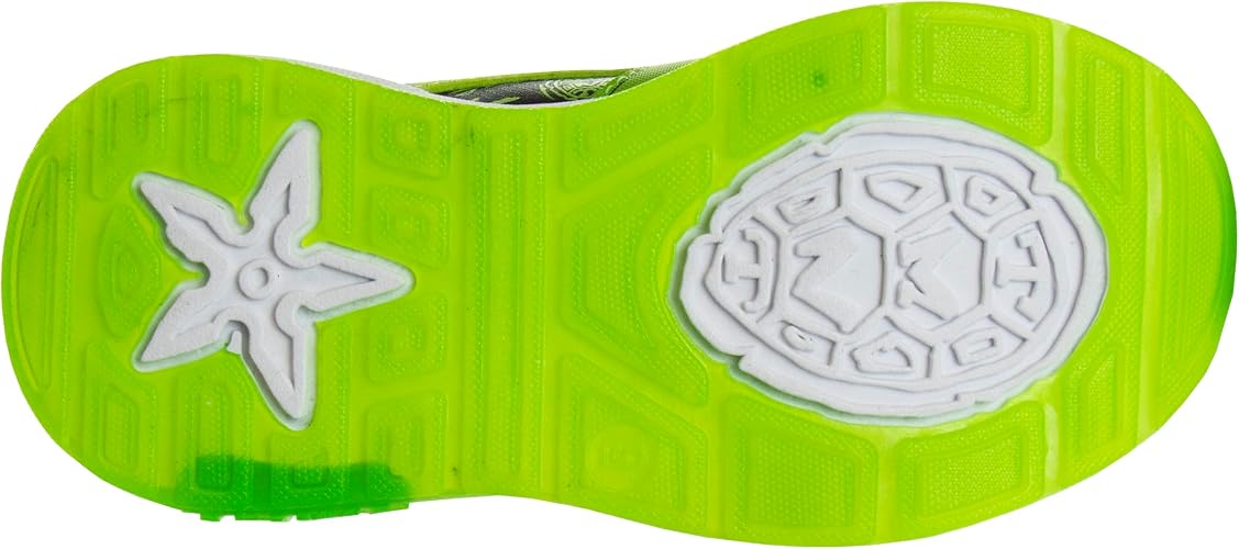 Zapatillas sin cordones con luces LED de las Tortugas Ninja mutantes adolescentes - Zapatillas TMNT de Leonardo, Donatello, Raphael, Michelangelo para niños - Negro y verde (niños pequeños)