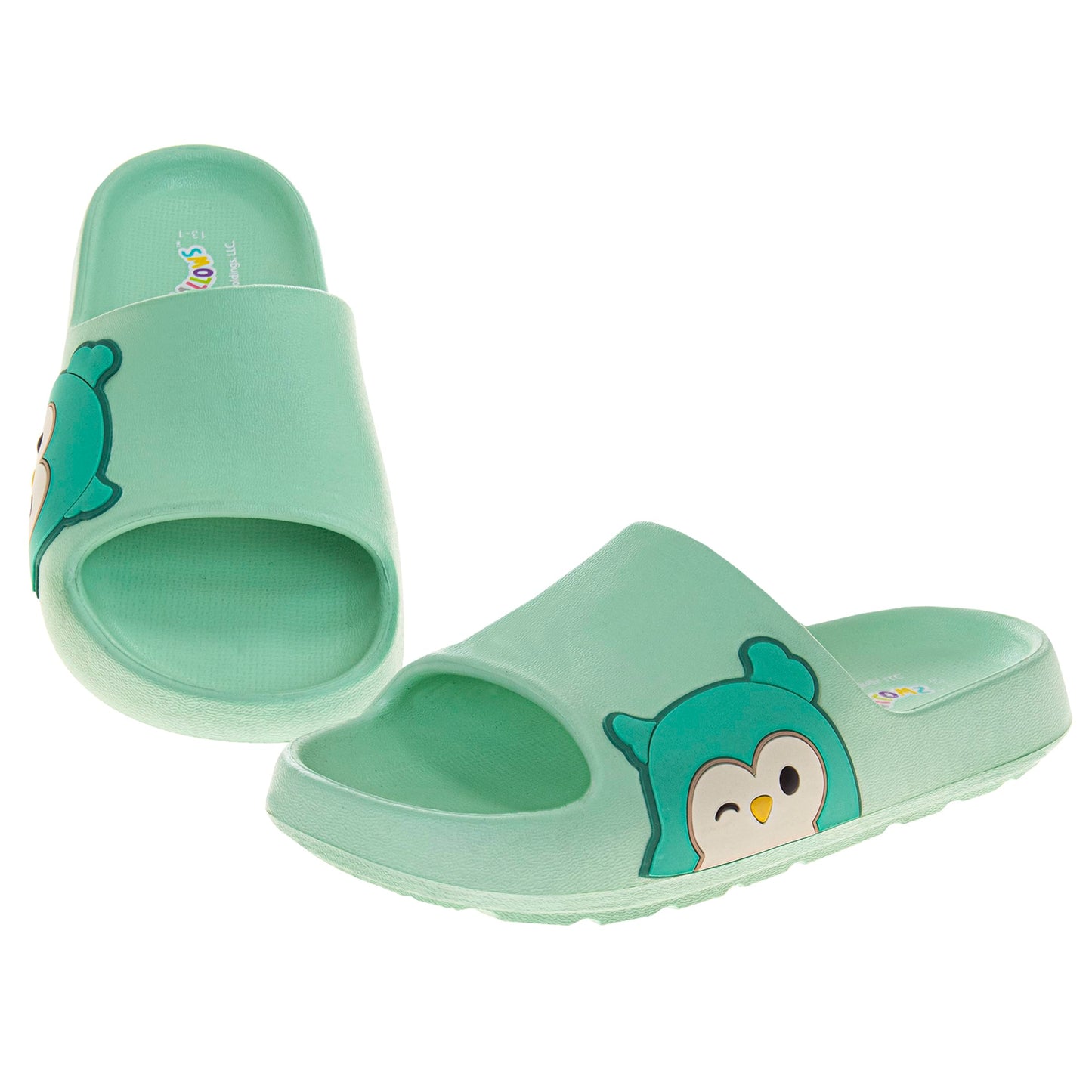 Sandalias de punta abierta con personajes de Squishmallows para niños y niñas, zapatos de verano para playa, piscina y agua (Winston Owl) (tallas para niños pequeños y grandes)