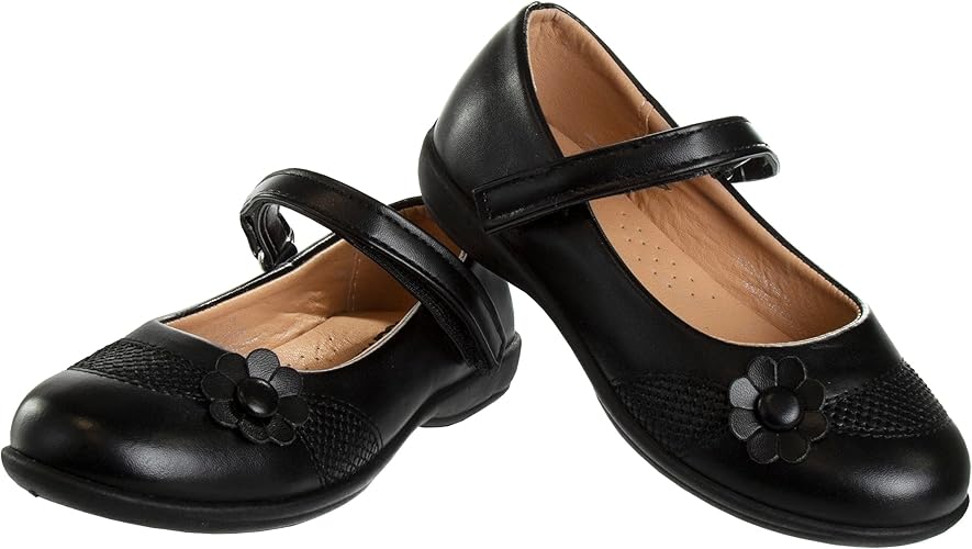 Zapatos Mary Jane para niñas de Josmo, uniforme escolar, bailarinas, sin cordones, color negro (talla 5 para niñas pequeñas)