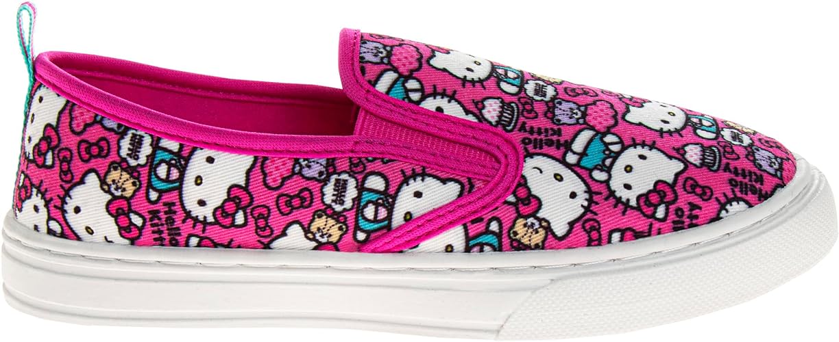 Hello Kitty Low Top Sneakers for Women - Adult Casual Fashion Laceless Slip on Canvas Shoes - Fuchsia Pink (Adults)