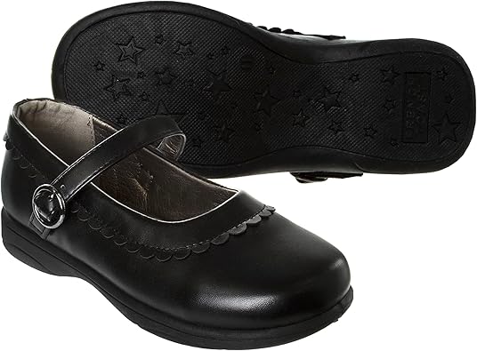 Zapatos Mary Jane para niñas de French Toast, planos, para uniforme escolar, con tirantes, para vestir formales, sin cordones, color negro (talla 5 para niños pequeños)