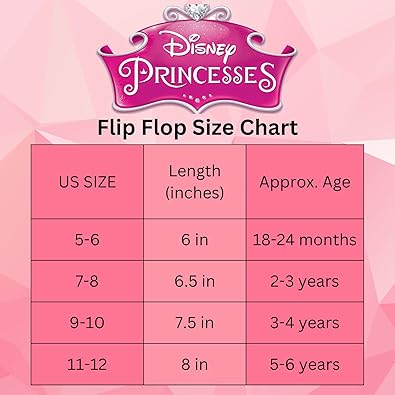 Disney Princess Character Flip Flops Sandals Kids Water Shoes Beach Slides Summer Slip On Quick Dry (Toddler-Little Kid)