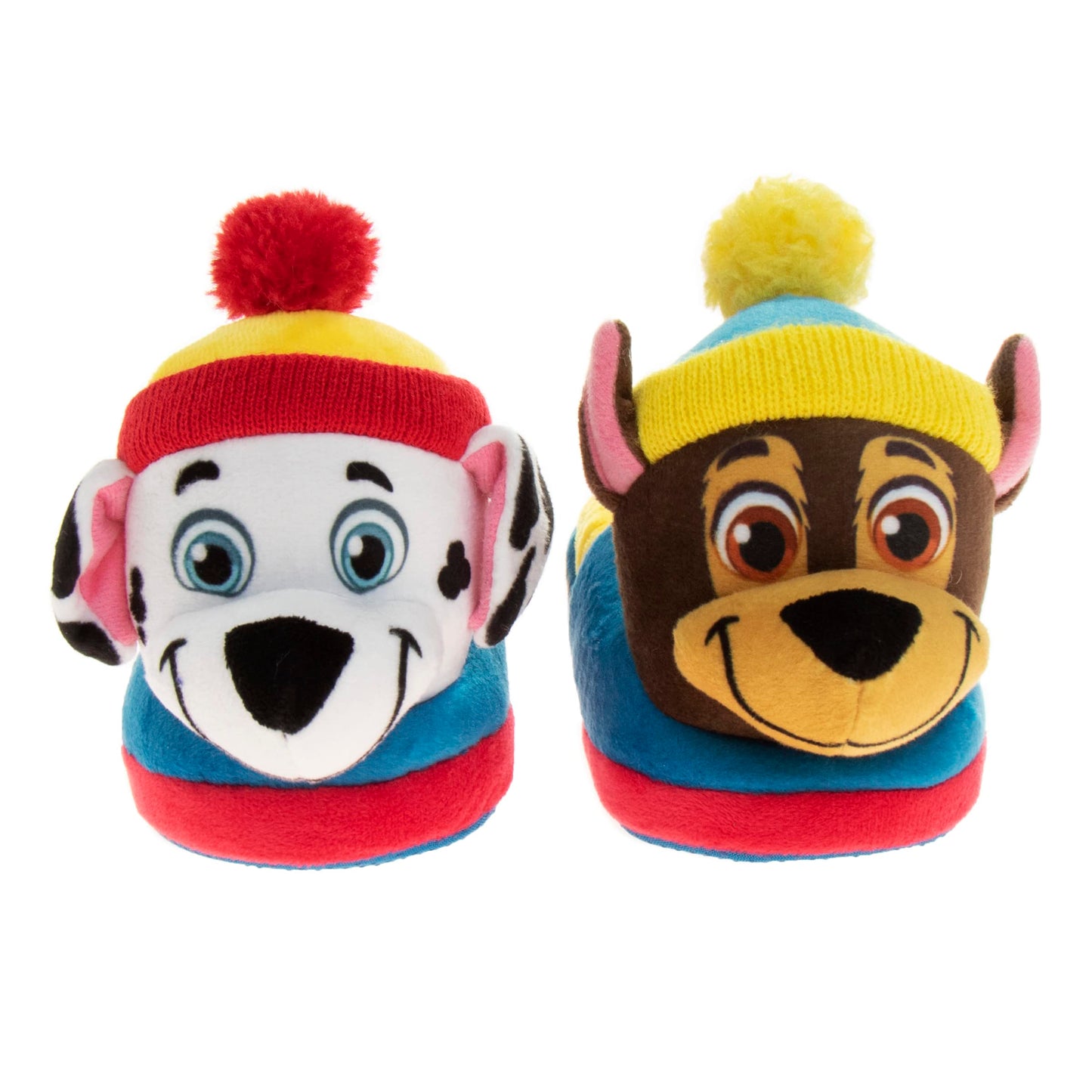 Pantuflas de Paw Patrol de Nickelodeon - Zapatillas de casa para niños Chase y Marshall - Pantuflas de casa suaves, cálidas y afelpadas para interiores - Orejas 3D azules (para niños pequeños)