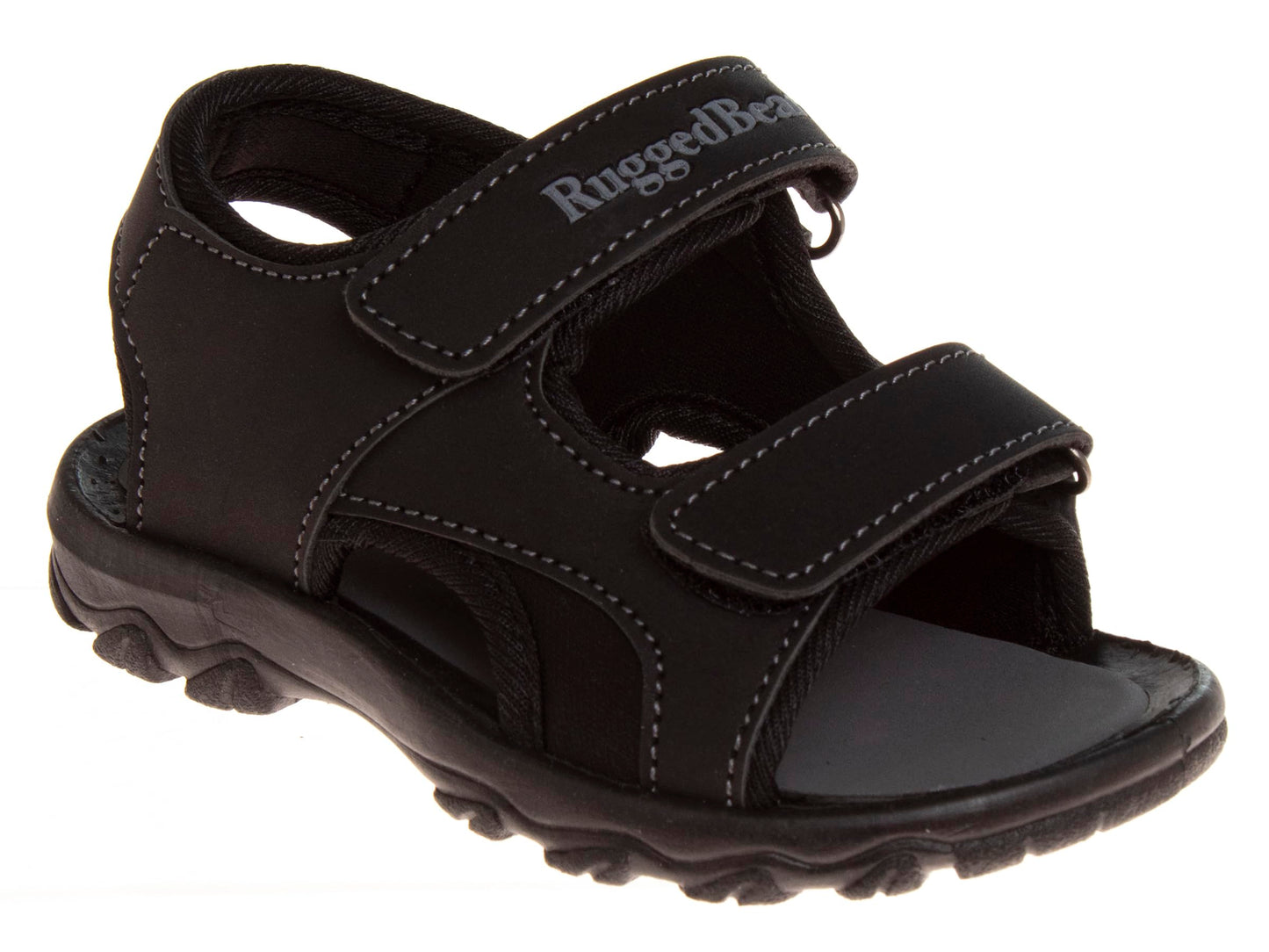 Rugged Bear Kids Boys Girls Open-Toe Outdoor Sport Water Sandals - beach pool slide adjustable strap shoes athletic summer, Black Cloud Grey (5 Medium, Toddler)