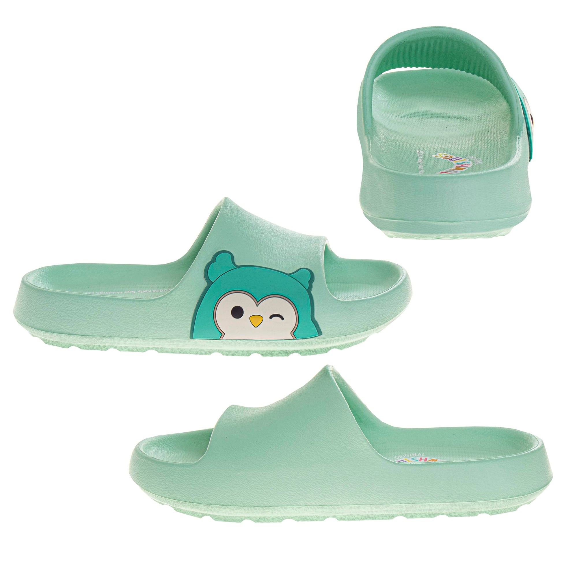 Squishmallows Character Slides Open Toe Sandals Kids Girls and Boys Summer Beach Water Pool Shoes (Winston Owl) (sizes Little Kid - Big Kid)