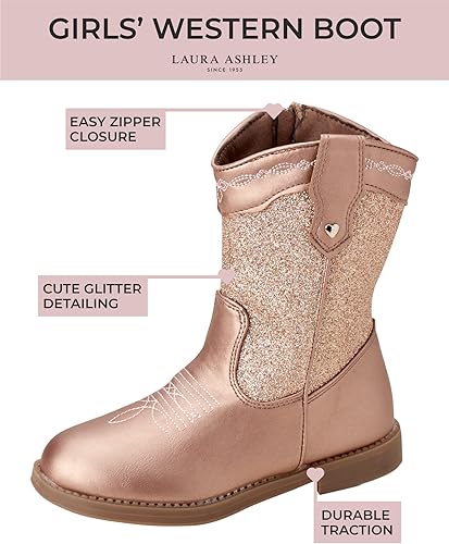 Laura Ashley Girls' Cowgirl Boots - Western Glitter Cowboy Boots (Toddler/Little Girl)