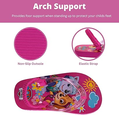 Nickelodeon Paw Patrol Flip Flop Sandals for kids girls - Skye Everest Slip-on Swim Pool Slides Quick Dry Water Shoes with Backstrap - Pink (Toddler - Little Kid)