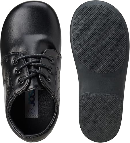 Zapatos de vestir para bebés Josmo para niños: zapatos Derby informales de cuero sintético para caminar (para bebés y niños pequeños), talla 3 para bebés, color negro