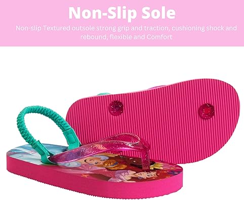 Disney Princess Character Flip Flops Sandals Kids Water Shoes Beach Slides Summer Slip On Quick Dry (Toddler-Little Kid)