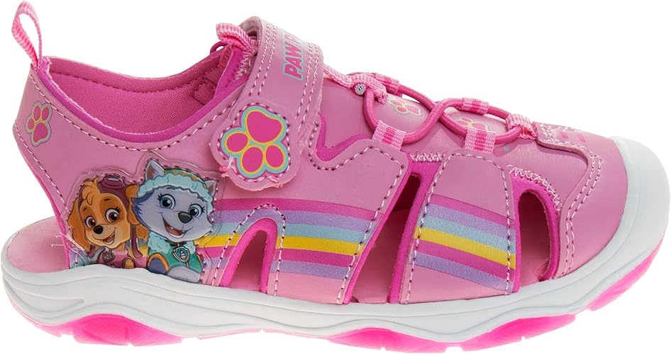 Zapatos con luces de la Patrulla Canina para niñas de Nickelodeon - Sandalias de verano - Zapatos para el agua para niños - Skye Everest Beach Correa ajustable Punta cerrada Deporte al aire libre Personaje héroe Luces (Niño pequeño/niña pequeña)