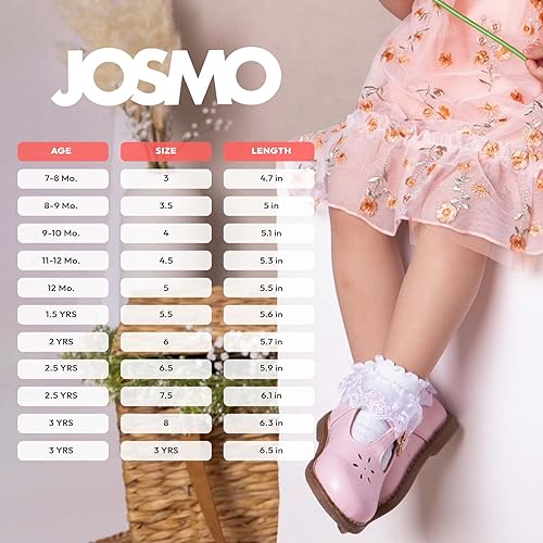 Josmo Baby Girls Maryjane Flats Slipon - Newborn Infant Formal Dress Shoes School Mary Janes (Size 3-8 Infant-Toddlers)