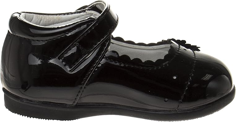 Zapatos planos Mary Jane sin cordones para niñas de Josmo Baby - Zapatos formales de vestir para bebés recién nacidos - Uniforme escolar - Negro (talla 3 para bebés)