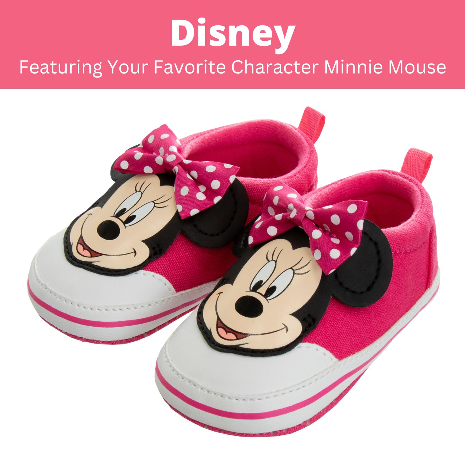 Zapatillas de deporte para bebé de Minnie Mouse, sin cordones, de color rosa (para bebés y niños pequeños)