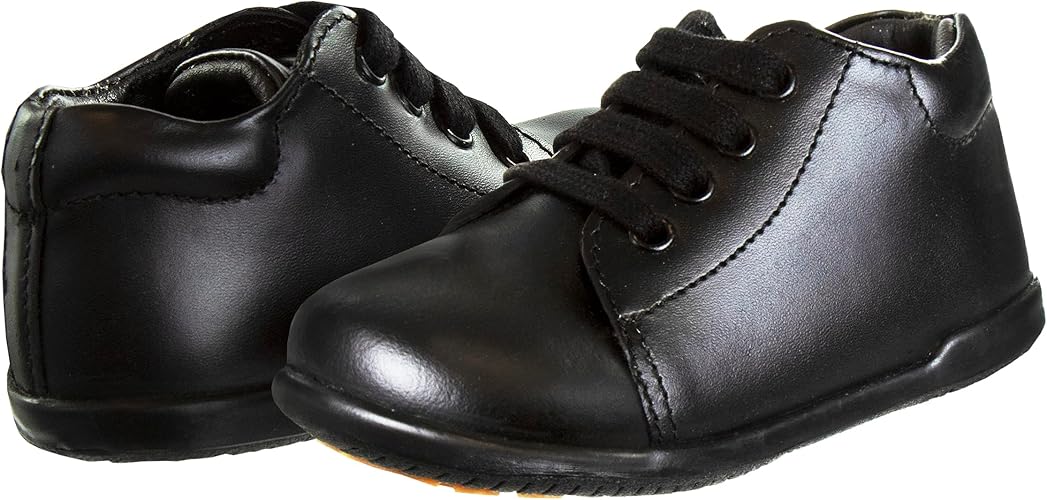 Josmo Smart Step - Zapatos para caminar para bebés, primeros pasos, botas de vestir de cuero, suela antideslizante, caña alta, color negro (talla 3 para bebés)