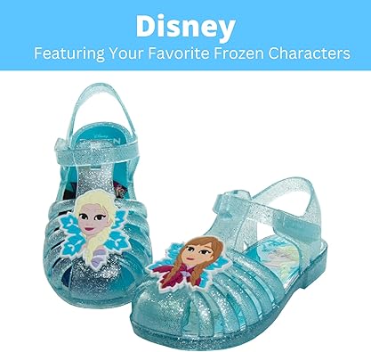 Sandalias de gelatina con personajes favoritos de Frozen de Disney: chanclas de verano para playa, sin cordones, para el agua (azul) (niño pequeño)