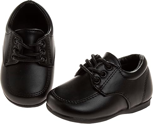 Zapatos de vestir para bebés Josmo para niños: zapatos Derby informales de cuero sintético para caminar (para bebés y niños pequeños), talla 3 para bebés, color negro