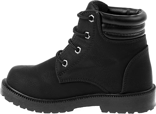 Botas de senderismo para niños Rugged Bear, impermeables, con cordones, cómodas, de estilo urbano, color negro (talla 5 para niños pequeños)