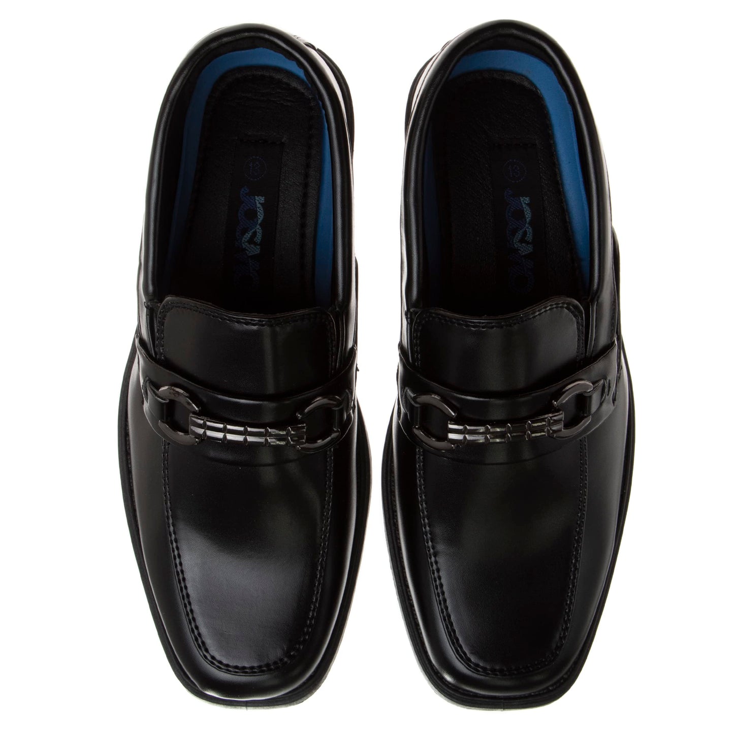 Zapatos de vestir para niños Josmo: mocasines Oxford cómodos sin cordones con hebilla, color negro (niños pequeños de 13 años)