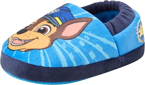 Pantuflas de Paw Patrol de Nickelodeon - Zapatillas de casa para niños Chase y Marshall - Pantuflas de casa suaves, cálidas y afelpadas para interiores - Orejas 3D azules (para niños pequeños)