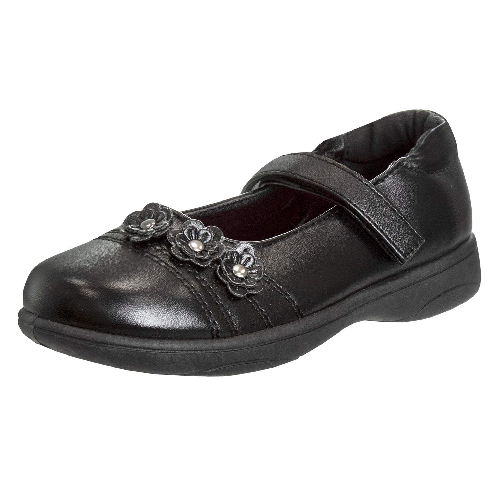 Zapatos de uniforme escolar Mary Jane bordados para niña de Petalia, color negro (talla 5 para niñas pequeñas)