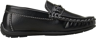 Zapatos para niños Josmo: mocasines casuales de cuero sintético para conducir (talla: 5T-5 para niños grandes), talla 5 para niños pequeños, color negro