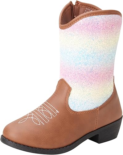 Botas KENSIE GIRL - Botas vaqueras occidentales para niñas (bebé/niña), talla 6 para niñas pequeñas, tachas negras