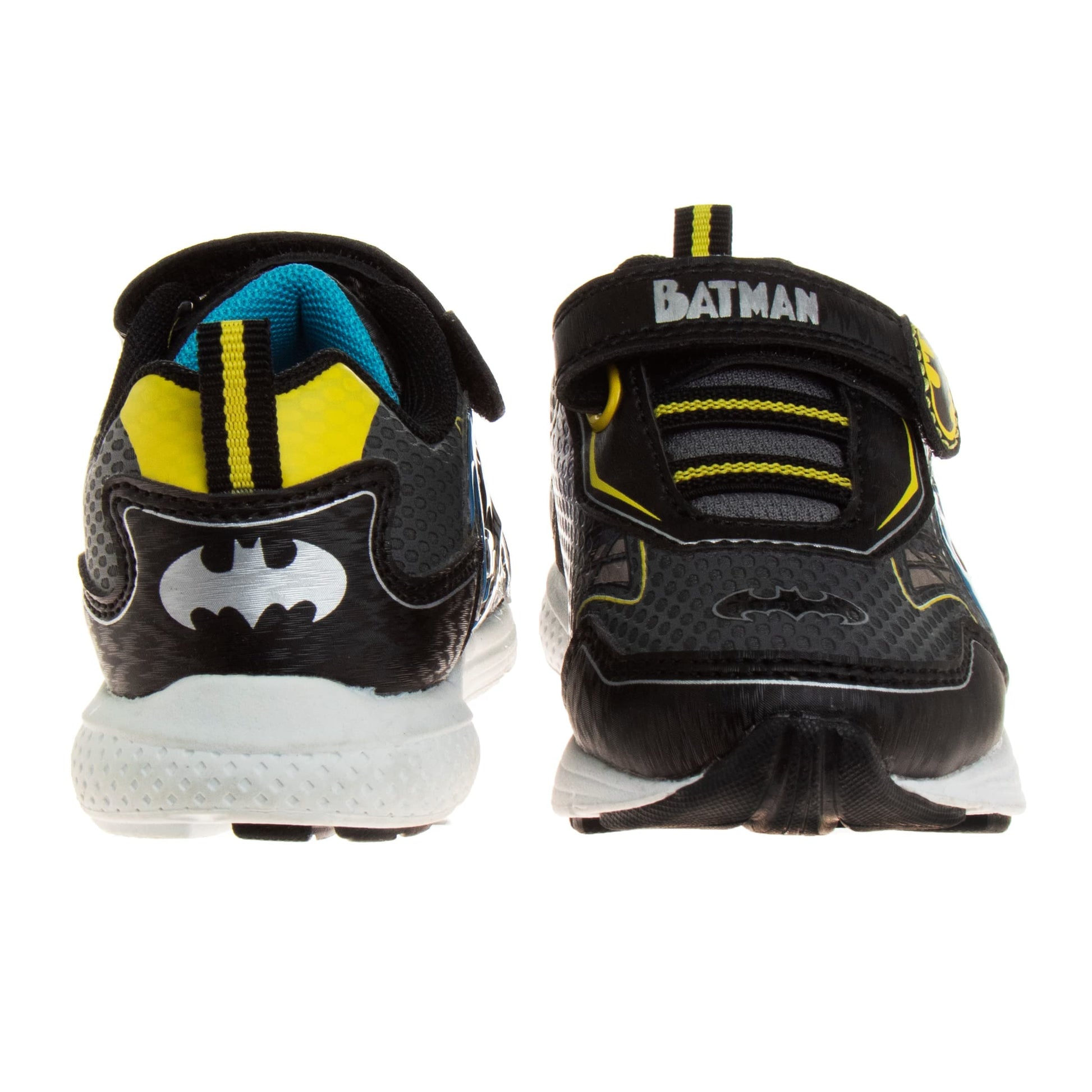 Josmo Boys Batman and The Flash Shoes - Zapatillas para niños pequeños con personajes de superhéroes, cómics, sin cordones, ligeras, transpirables, para correr, tenis con luz (talla para niños pequeños)