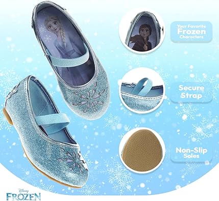 Disney Frozen Mary Jane Flats - Kids Character Princess Dress up Slip-on Shoes (Toddler/Little Kid)