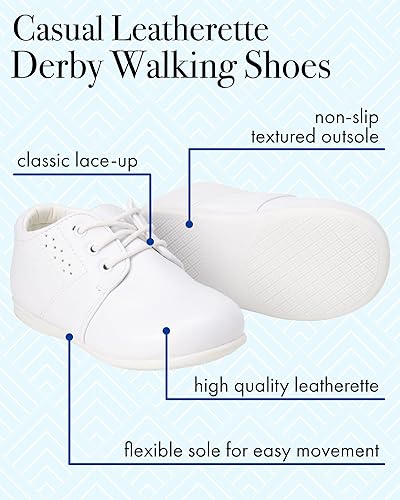 Zapatos de vestir para bebés Josmo para niños: zapatos Derby informales de cuero sintético para caminar (para bebés y niños pequeños), talla 3 para bebés, color negro