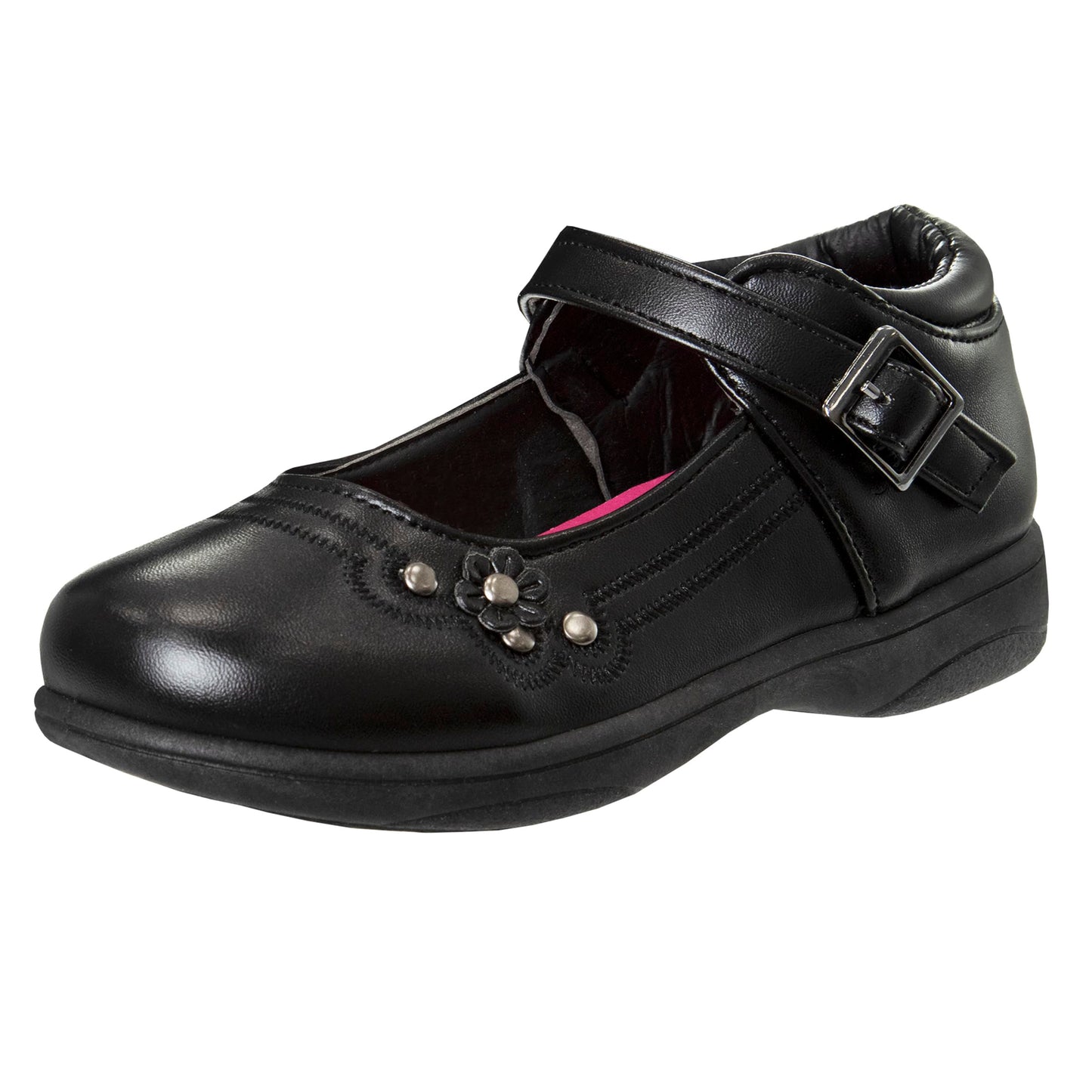 Josmo Petalia - Zapatos Mary Jane para niñas, uniforme escolar, bailarinas, sin cordones, color negro (talla 9 para niñas pequeñas)