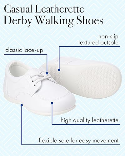 Zapatos de vestir para bebés Josmo para niños: zapatos Derby informales de cuero sintético para caminar (para bebés y niños pequeños), talla 3 para bebés, color negro