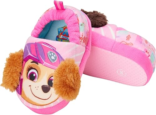 Josmo Kids Girls Paw patrol slippers - Skye and Everest indoor cute house shoes plush fuzzy shoes paw slippers kids slippers girls (toddler/little kid)