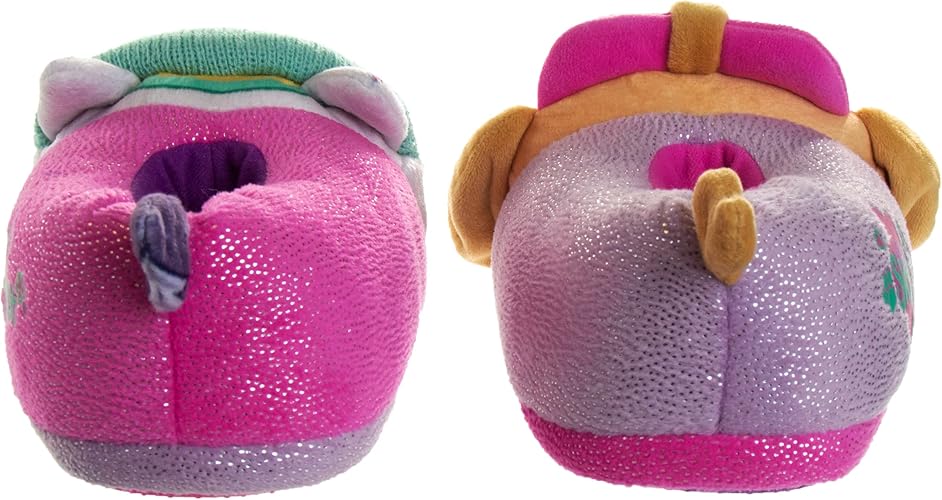 Josmo Kids Girls Paw patrol slippers - Skye and Everest indoor cute house shoes plush fuzzy shoes paw slippers kids slippers girls (toddler/little kid)