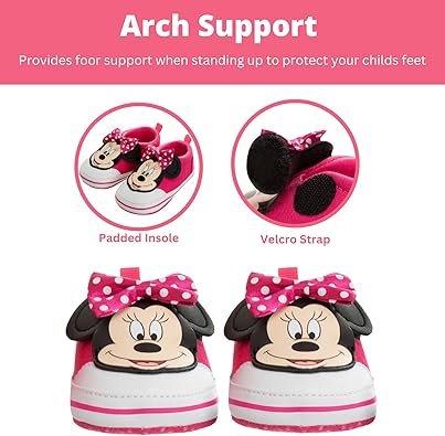 Zapatillas de deporte para bebé de Minnie Mouse, sin cordones, de color rosa (para bebés y niños pequeños)