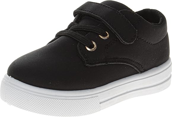 Zapatillas de deporte para niño French Toast sin cordones - Zapatillas deportivas informales de lona para niños - Negro (talla 5 para niños pequeños)