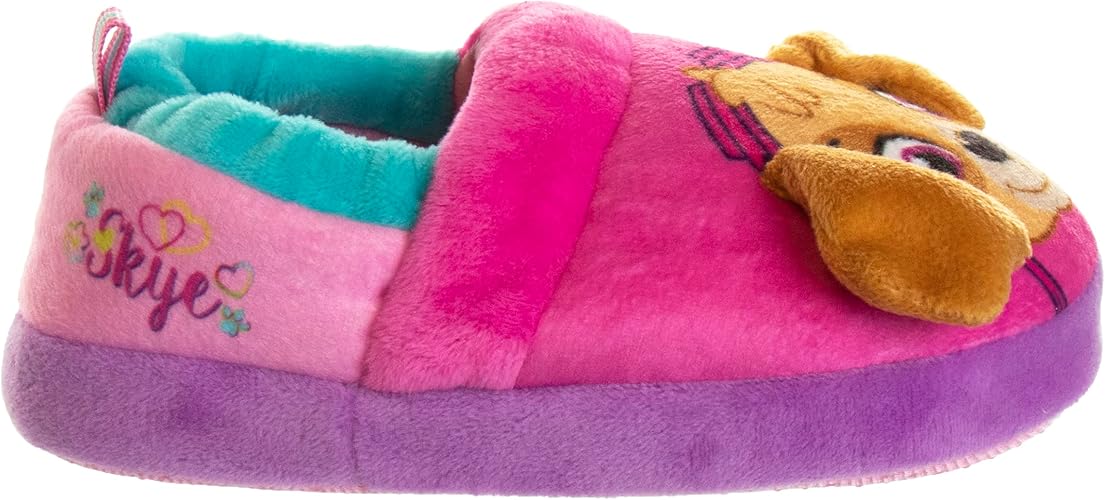 Josmo Kids Girls Paw patrol slippers - Skye and Everest indoor cute house shoes plush fuzzy shoes paw slippers kids slippers girls (toddler/little kid)