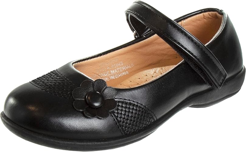 Zapatos Mary Jane para niñas de Josmo, uniforme escolar, bailarinas, sin cordones, color negro (talla 5 para niñas pequeñas)