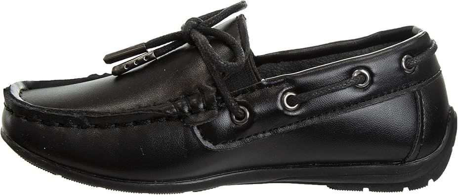 Mocasines de conducción Josmo para niños - Zapatos náuticos informales sin cordones Penny - Negro (5 niños pequeños)