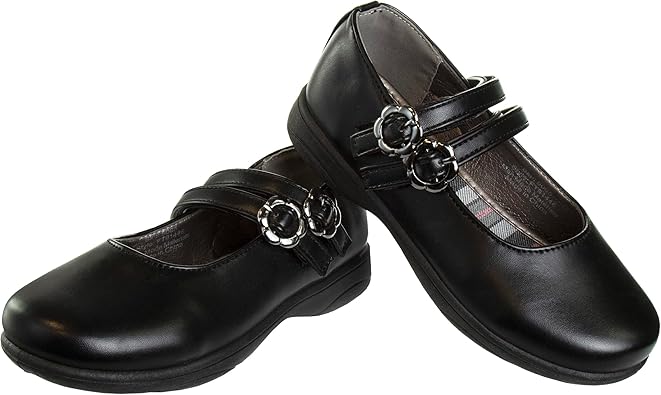 Zapatos Mary Jane para niñas de French Toast, planos, para uniforme escolar, con tirantes, para vestir formales, sin cordones, color negro (talla 5 para niños pequeños)