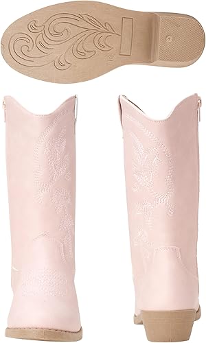 Botas KENSIE GIRL - Botas vaqueras occidentales para niñas (bebé/niña), talla 6 para niñas pequeñas, tachas negras