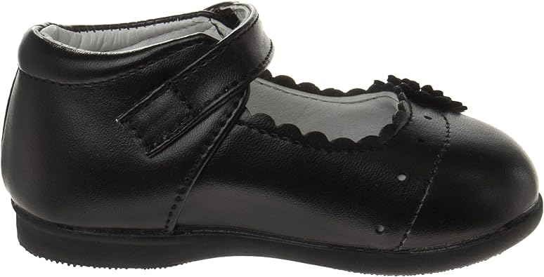 Zapatos planos Mary Jane sin cordones para niñas de Josmo Baby - Zapatos formales de vestir para bebés recién nacidos - Uniforme escolar - Negro (talla 3 para bebés)