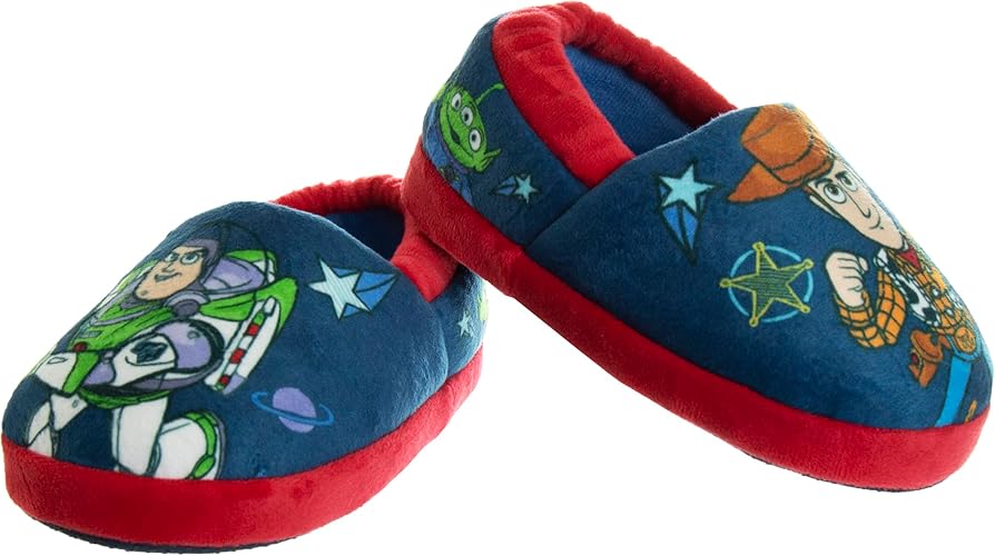 Disney Boys’ Toy Story Slippers – Buzz and Woody Fuzzy Slippers (Toddler/Kid)