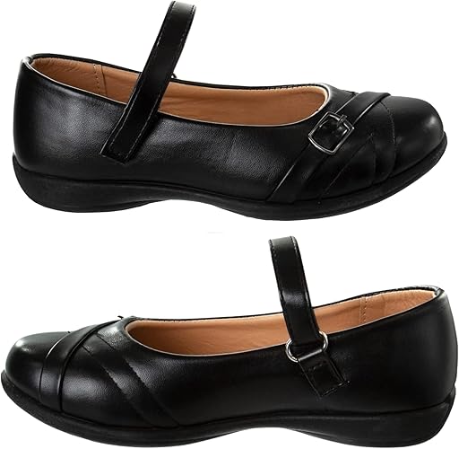 Zapatos Mary Jane para niñas de Josmo, uniforme escolar, bailarinas, sin cordones, color negro (talla 5 para niñas pequeñas)