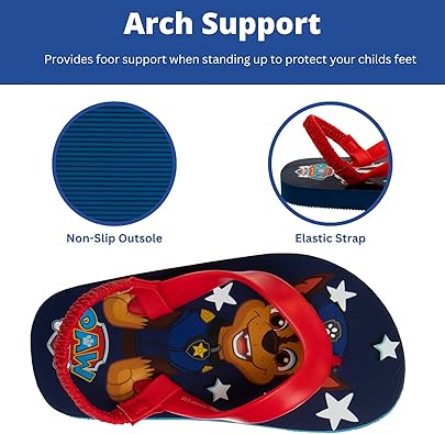 Nickelodeon Paw Patrol Flip Flop Sandals for kids boys - Skye Everest Slip-on Swim Pool Slides Quick Dry Water Shoes with Backstrap - Navy Red (Toddler - Little Kid)