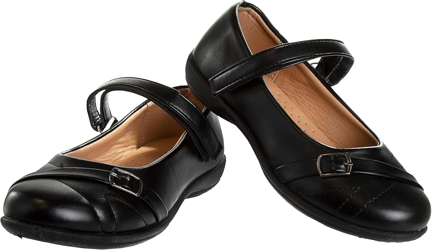 Zapatos Mary Jane para niñas de Josmo, uniforme escolar, bailarinas, sin cordones, color negro (talla 5 para niñas pequeñas)