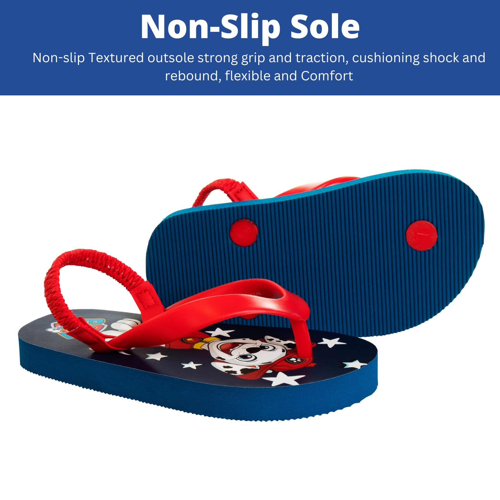 Nickelodeon Paw Patrol Flip Flop Sandals for kids boys - Skye Everest Slip-on Swim Pool Slides Quick Dry Water Shoes with Backstrap - Navy Red (Toddler - Little Kid)