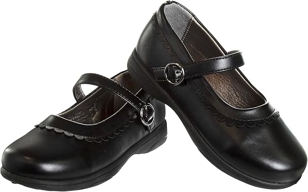 Zapatos Mary Jane para niñas de French Toast, planos, para uniforme escolar, con tirantes, para vestir formales, sin cordones, color negro (talla 5 para niños pequeños)