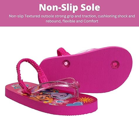 Nickelodeon Paw Patrol Flip Flop Sandals for kids girls - Skye Everest Slip-on Swim Pool Slides Quick Dry Water Shoes with Backstrap - Pink (Toddler - Little Kid)