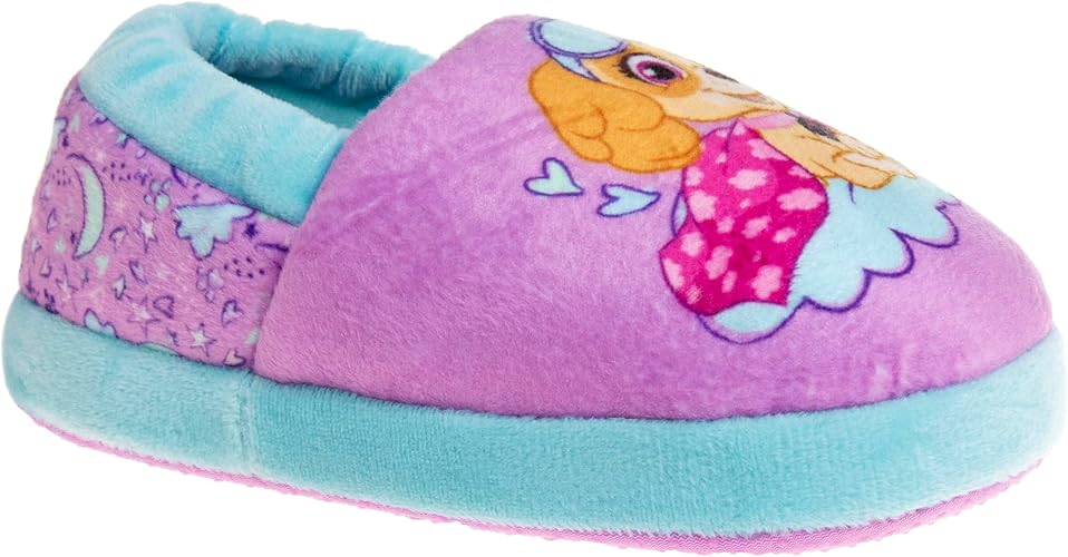 Josmo Kids Girls Paw patrol slippers - Skye and Everest indoor cute house shoes plush fuzzy shoes paw slippers kids slippers girls (toddler/little kid)