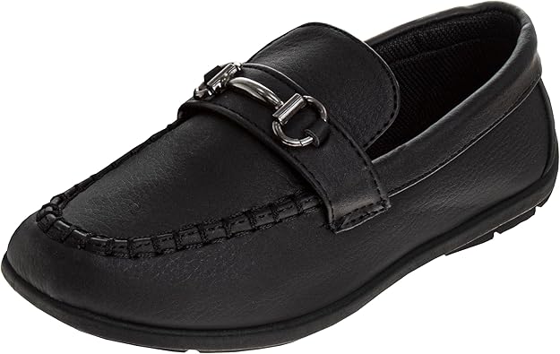 Zapatos para niños Josmo: mocasines casuales de cuero sintético para conducir (talla: 5T-5 para niños grandes), talla 5 para niños pequeños, color negro